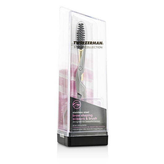 Tweezerman Ciseaux et Brosse de Modelage des Sourcils en Acier Inoxydable (Collection Studio) 2pcs