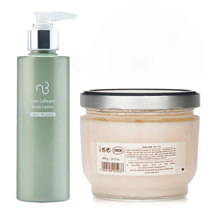 Sabon Body Scrub - Rose Tea X Natural Beauty Yam Collagen Body Lotion 2pcs