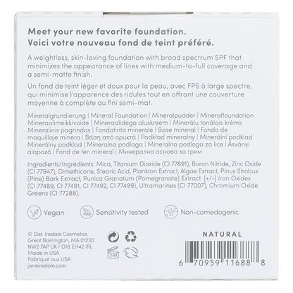 Jane Iredale PurePressed Base Mineral Foundation Refill SPF 20 - Natural 9.9g